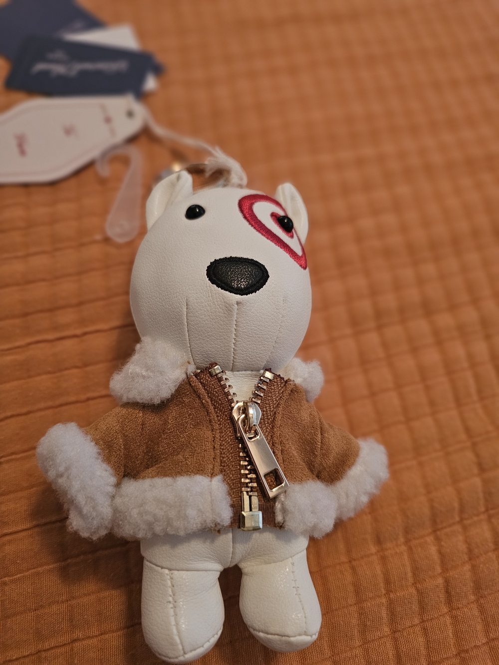Universal Thread White Dog Keychain with Brown Faux-Suede Jacket - Picture 4 of 4